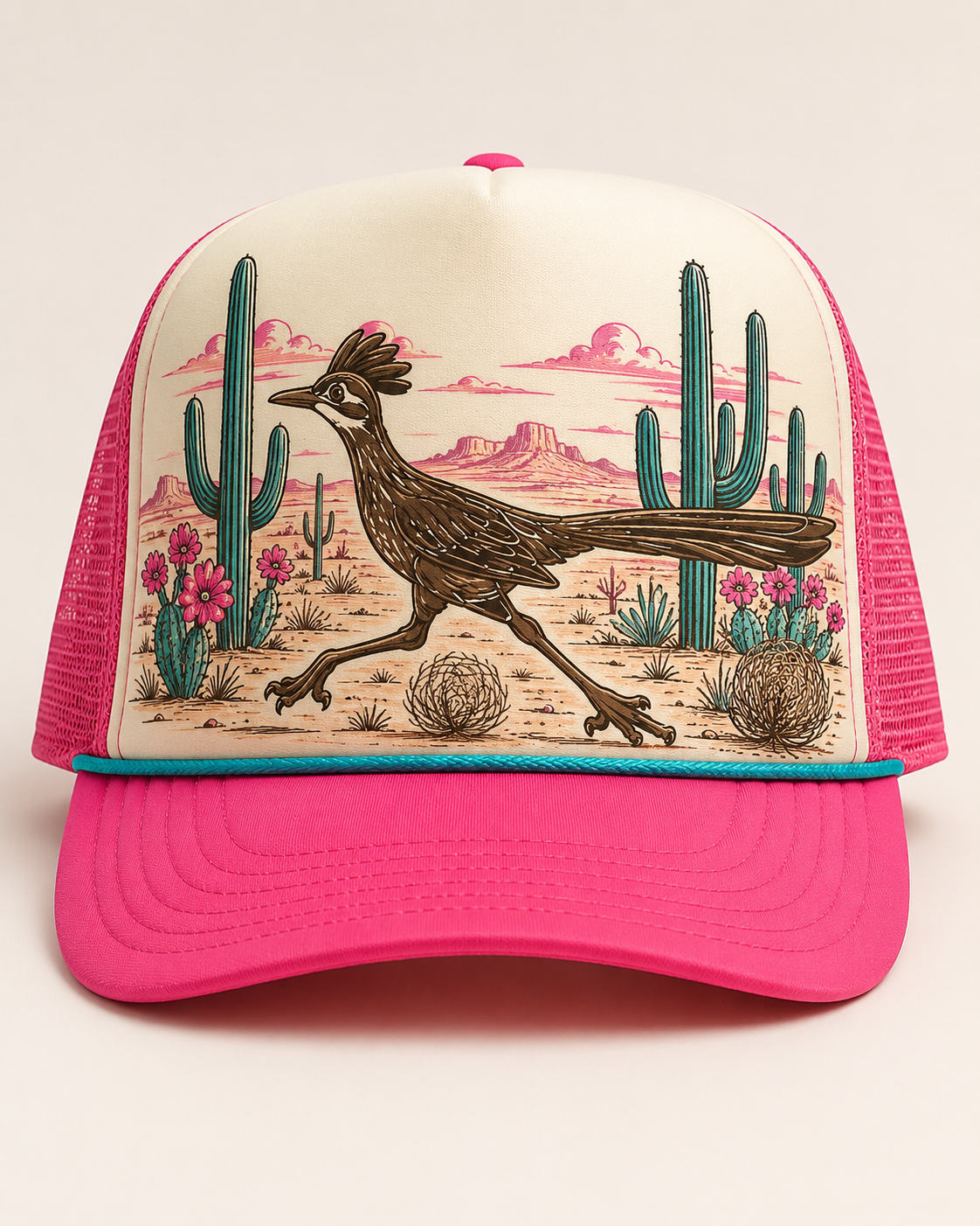 Neon Pink Desert Roadrunner - Toddler Foam Trucker Hat (2pcs)