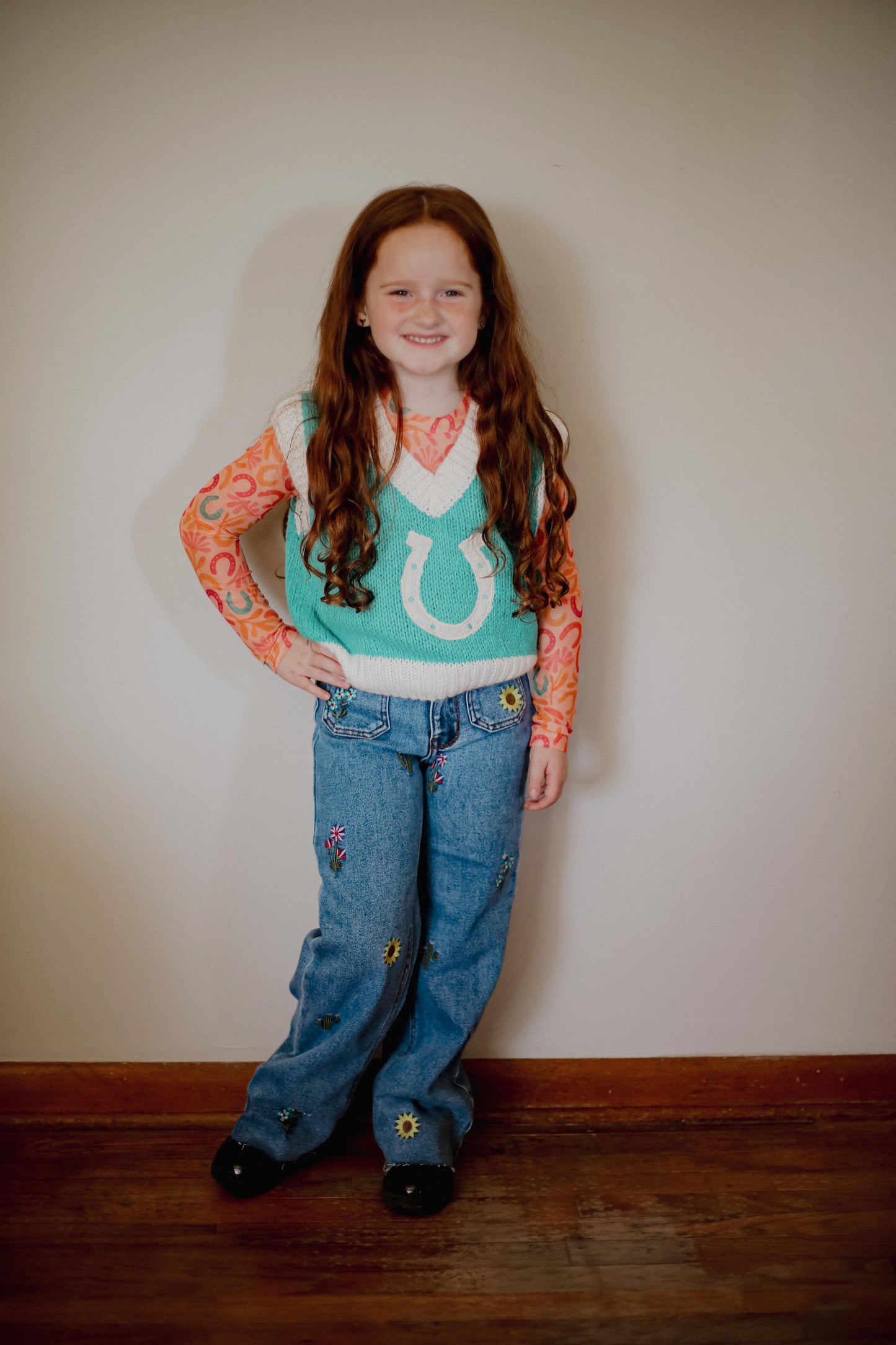 Orange Horseshoe - Toddler Mesh LS Top (4pcs)