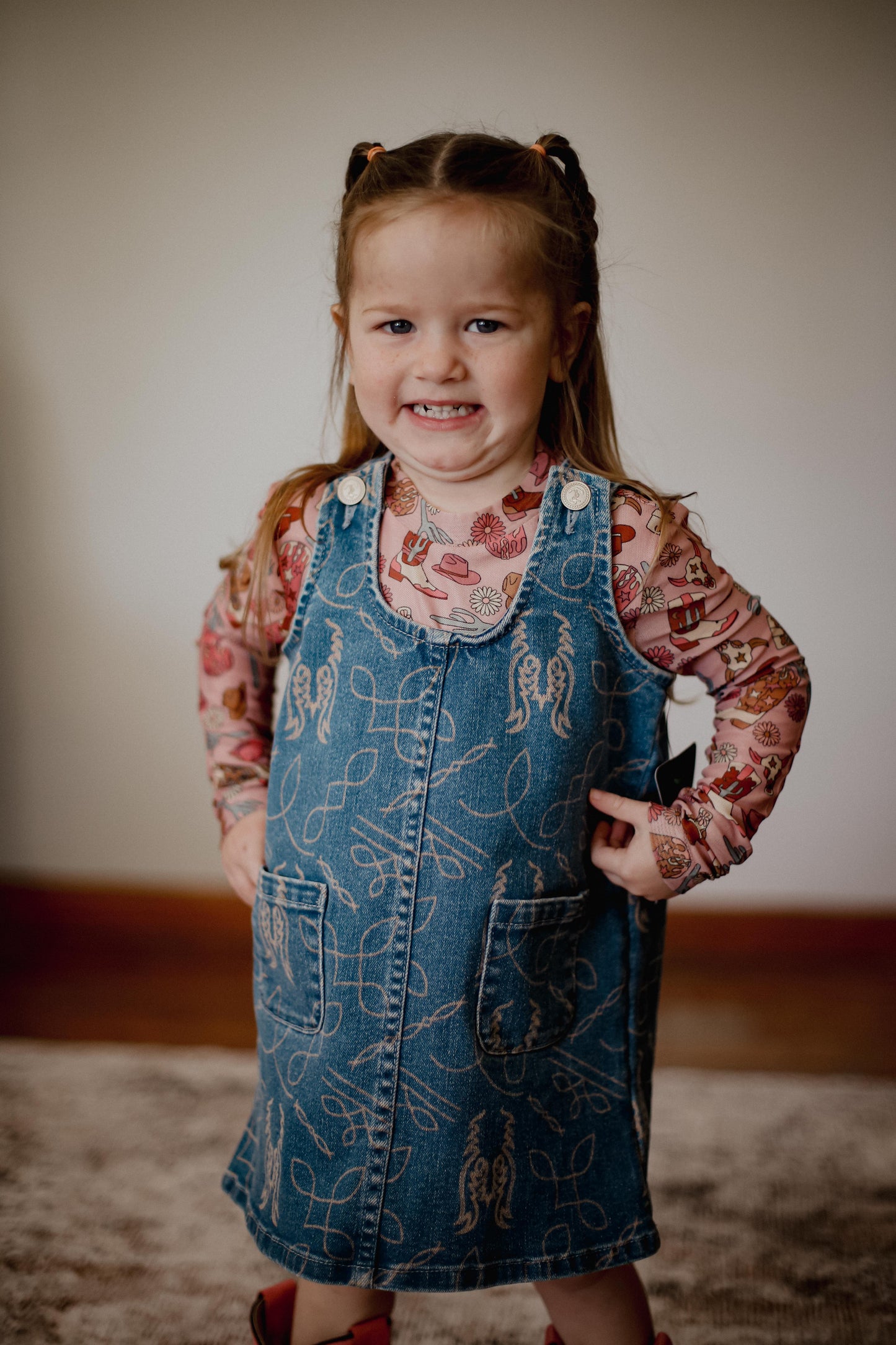 All over Boot Stitch - Toddler Denim Dress (4pcs)
