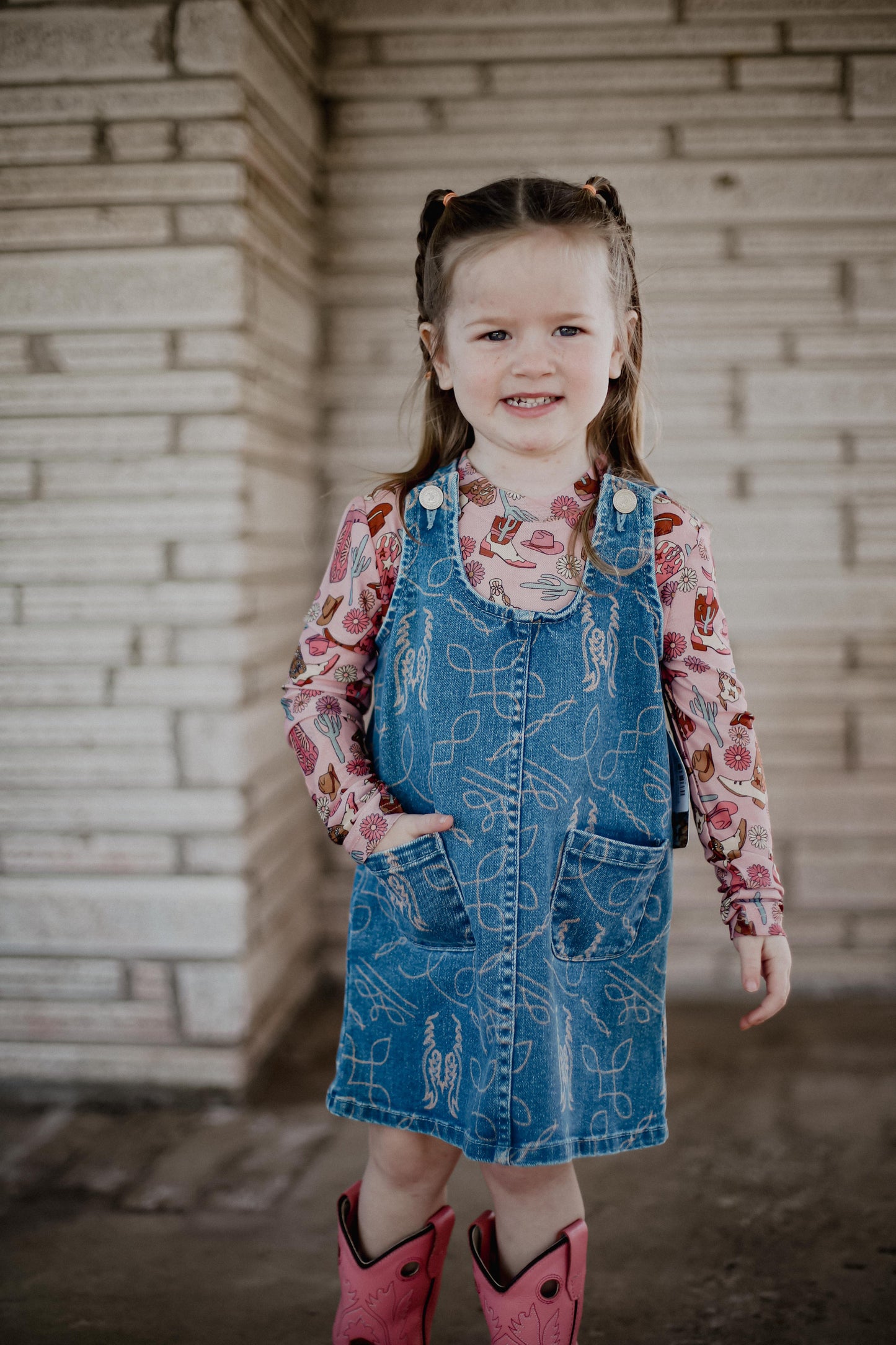 All over Boot Stitch - Toddler Denim Dress (4pcs)