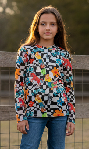 Black Rodeo Check - Youth Mesh LS Top (6pcs)