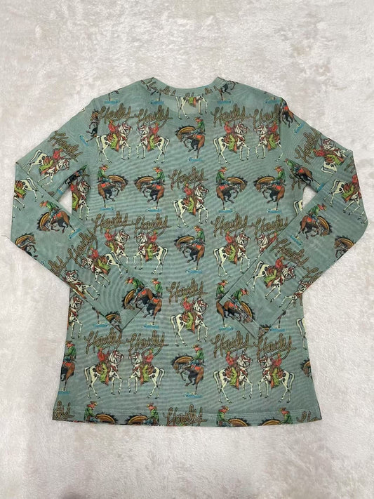 Teal Howdy - Toddler Mesh LS Top (4pcs)