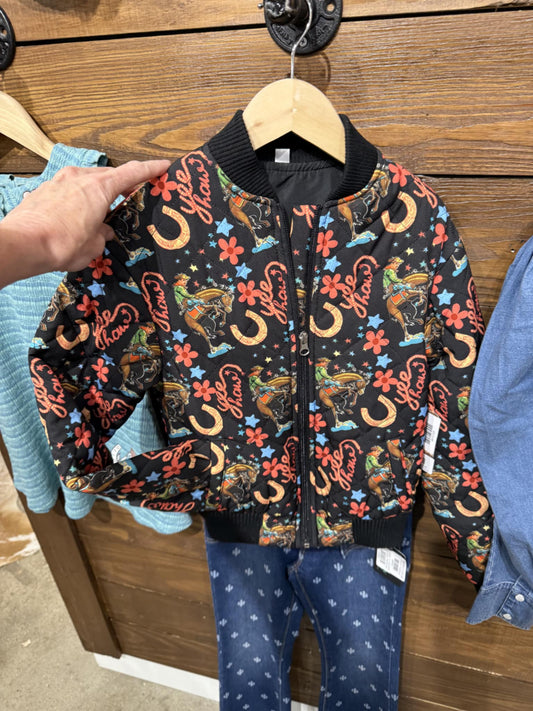 Black Yee Haw - Toddler Zip Up Bomber Jacket (4pcs)