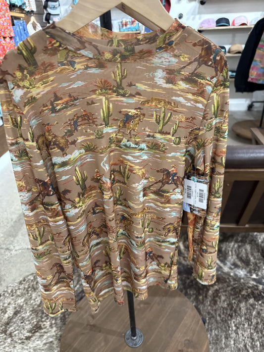 Taupe Cowboy - Youth Mesh LS Top (6pcs)