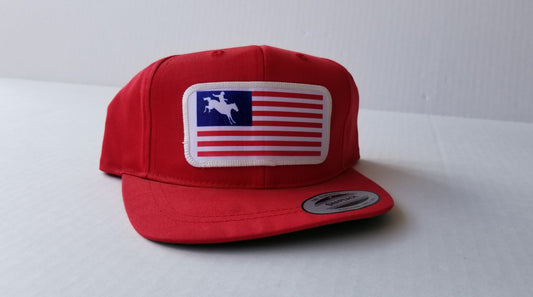 Flag Bronc Rider - Youth/Adult Snapback Hat - Red  (2pcs)