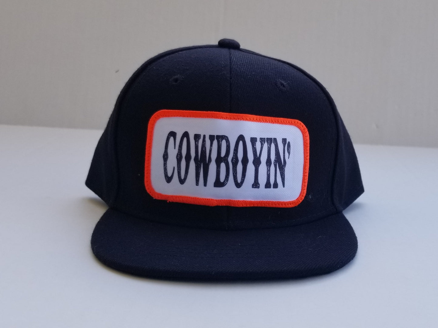 Cowboyin’ - Toddler Snapback Hat - Neon Orange/Black
