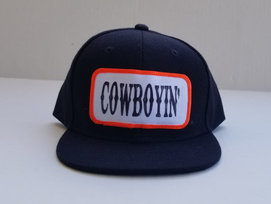 Cowboyin’ - Toddler Snapback Hat - Neon Orange/Black