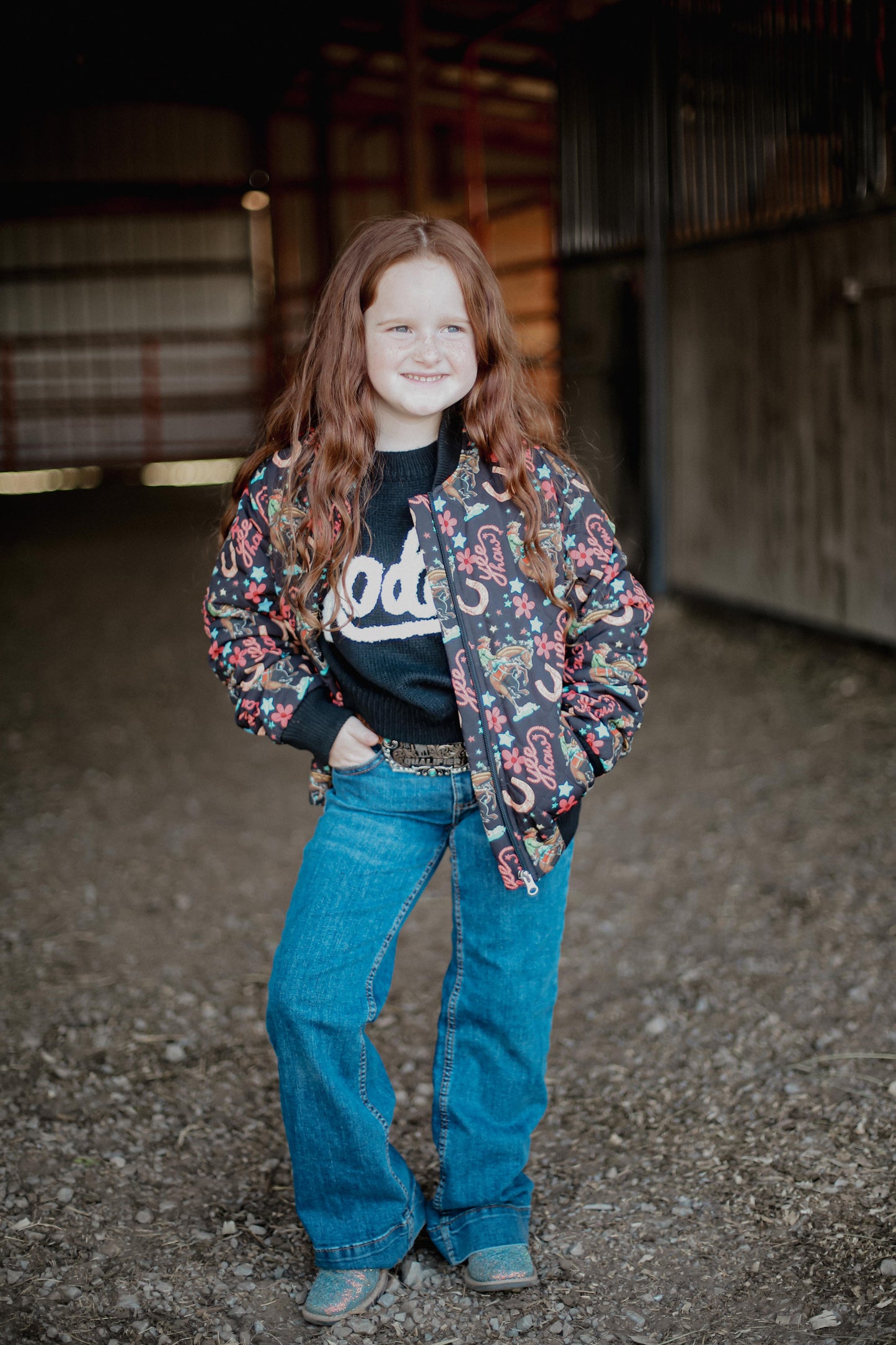 Black Yee Haw - Youth Zip Up Bomber Jacket (6pcs)