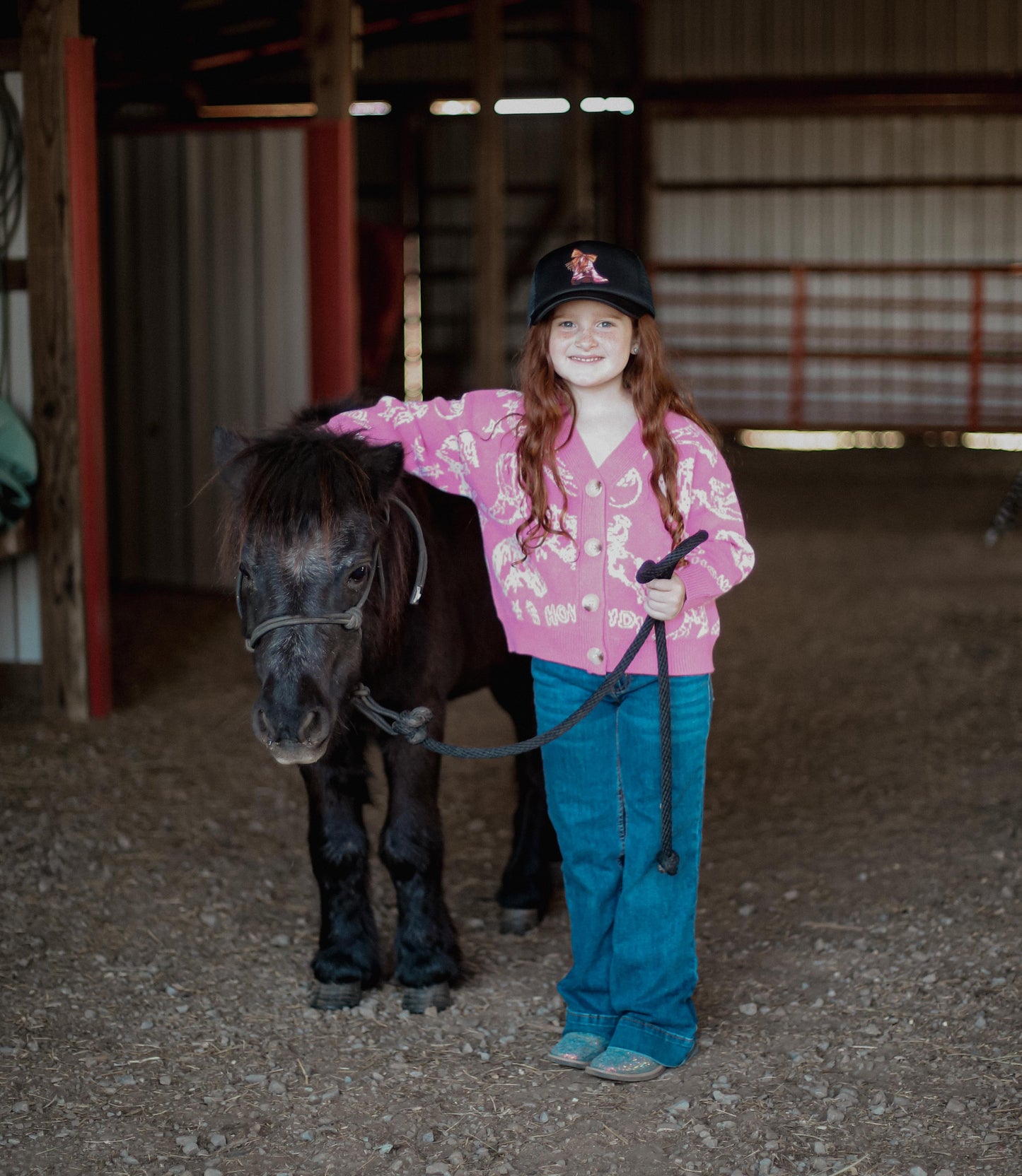 Pink Howdy Horse - Toddler Cardigan Sweater (4pcs)
