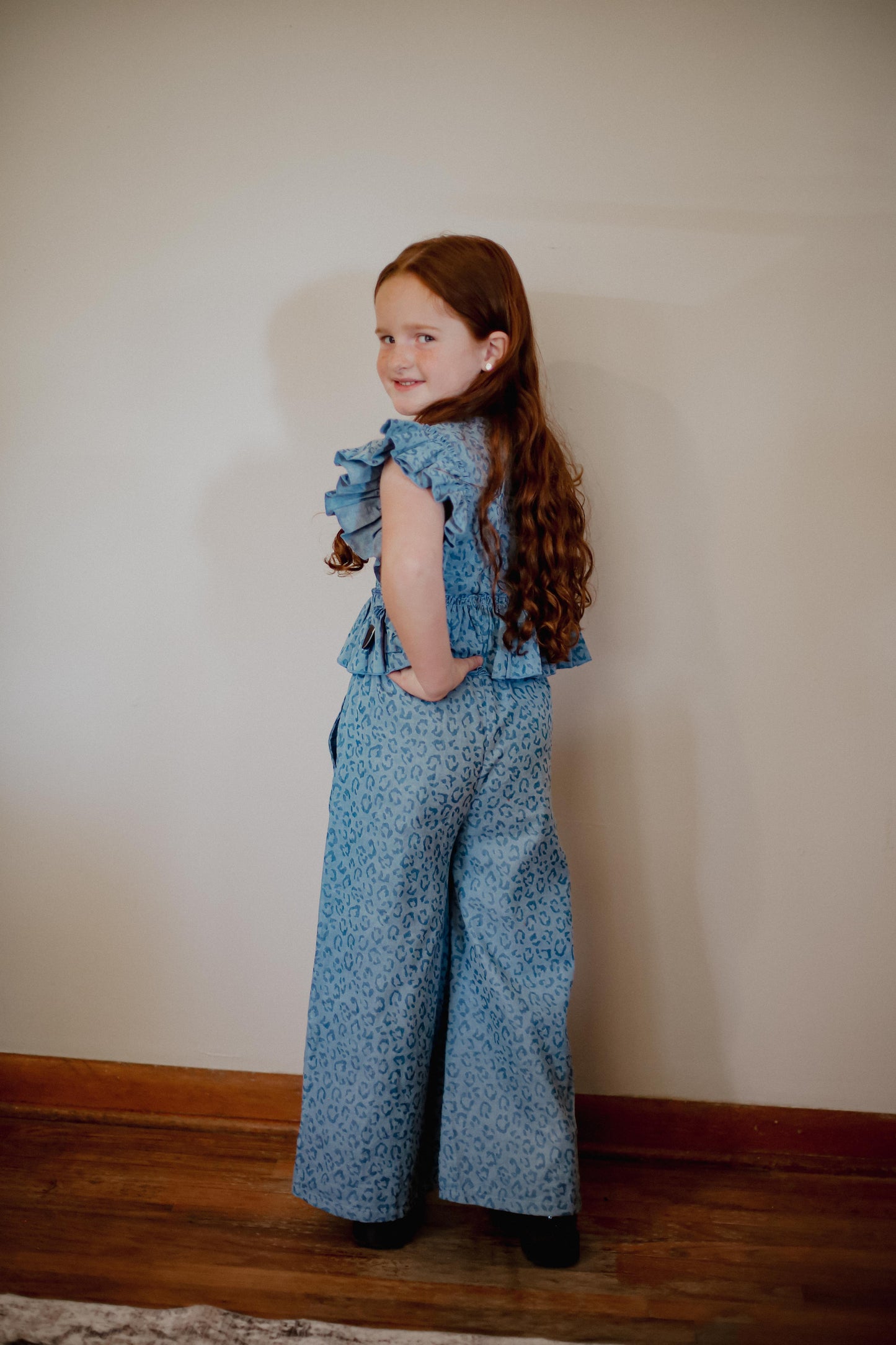 Denim Cheetah - Youth Ruffle Pant Set (6pcs)