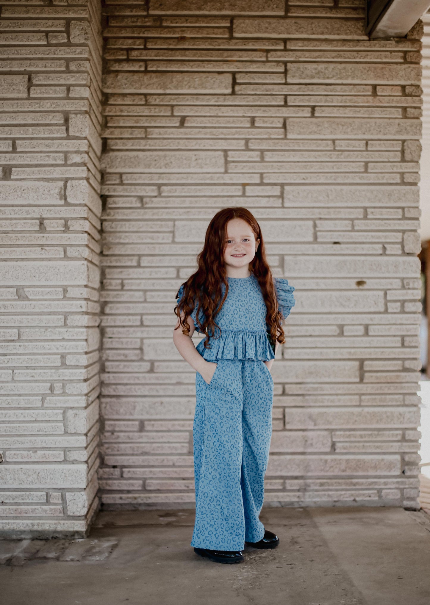 Denim Cheetah - Youth Ruffle Pant Set (6pcs)