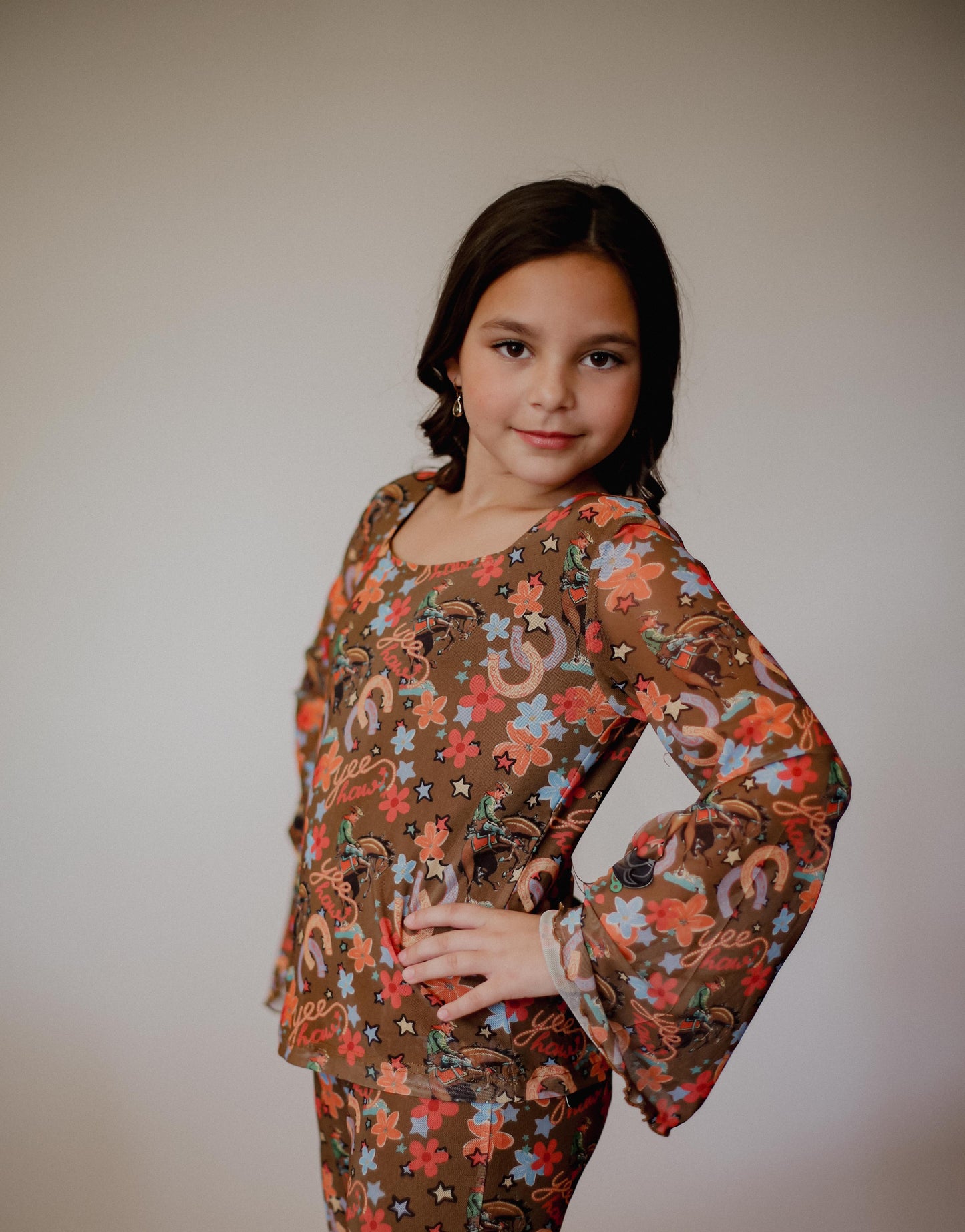 Brown Yee Haw - Infant Mesh Bell Top (6pcs)