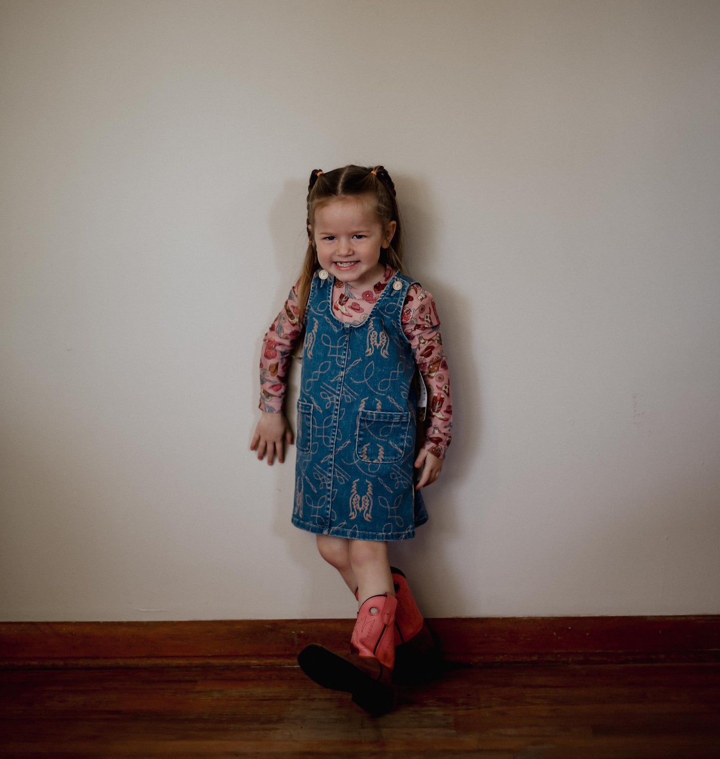 All over Boot Stitch - Toddler Denim Dress (4pcs)