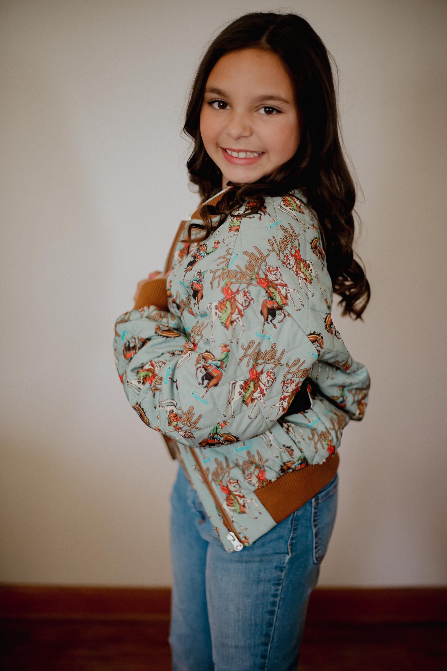 Turquoise Howdy - Toddler Zip Up Bomber Jacket (4pcs)