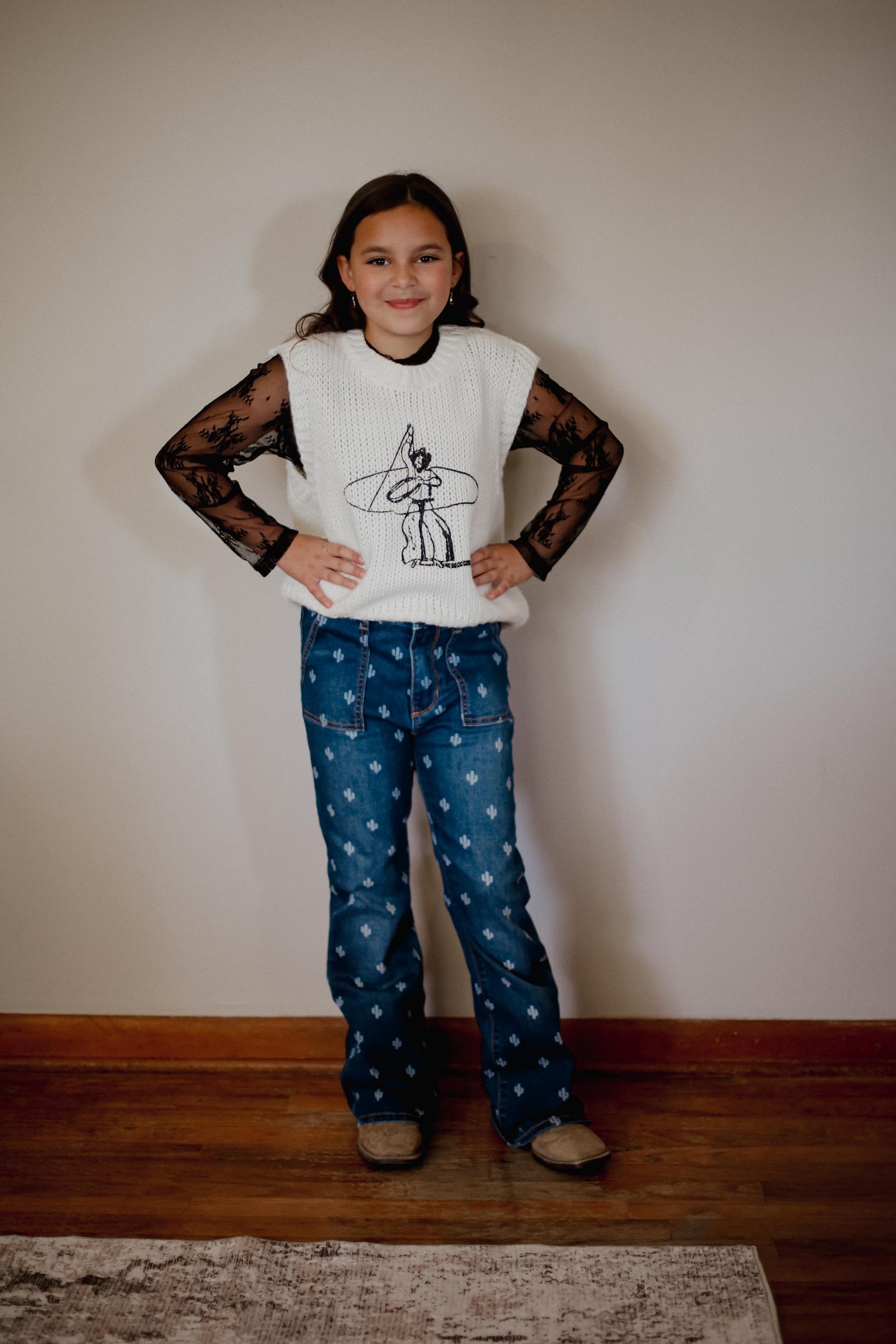 Roping Cowboy  - Youth Sweater Vest (6pcs)