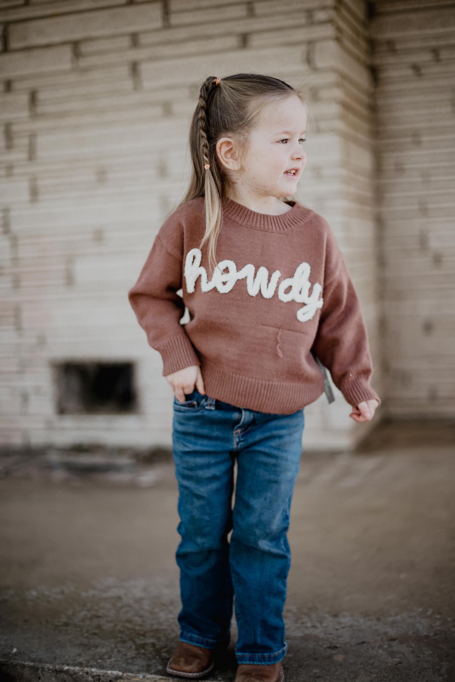 Brown Howdy Lower Case - Toddler Sweater (4pcs)