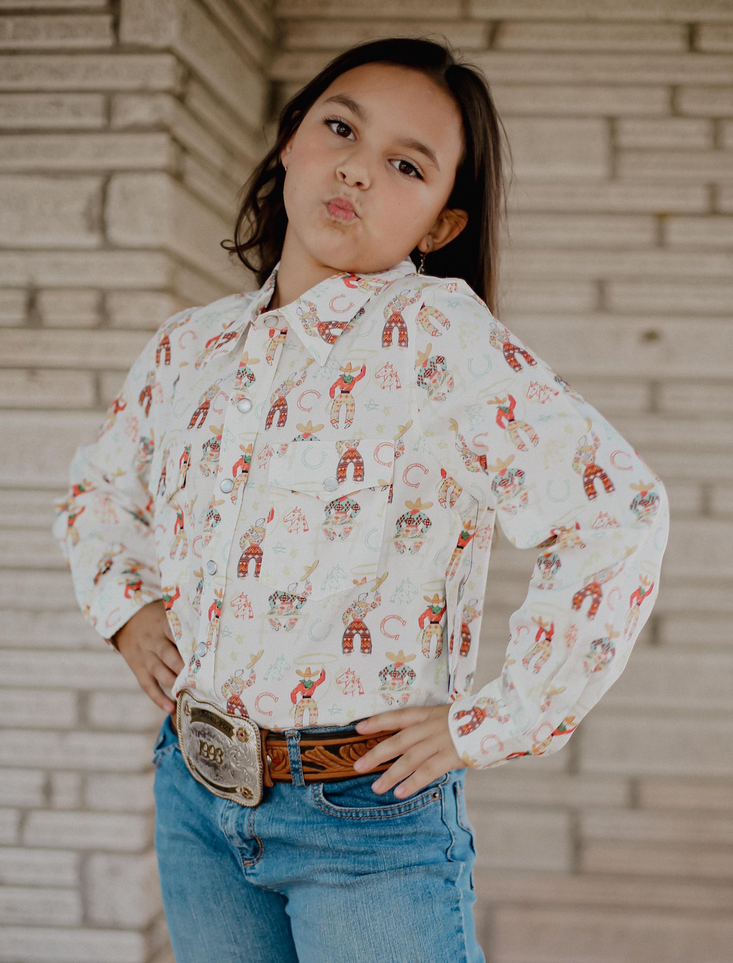 Roping Cowboy - Youth LS Pearl Snap (6pcs)