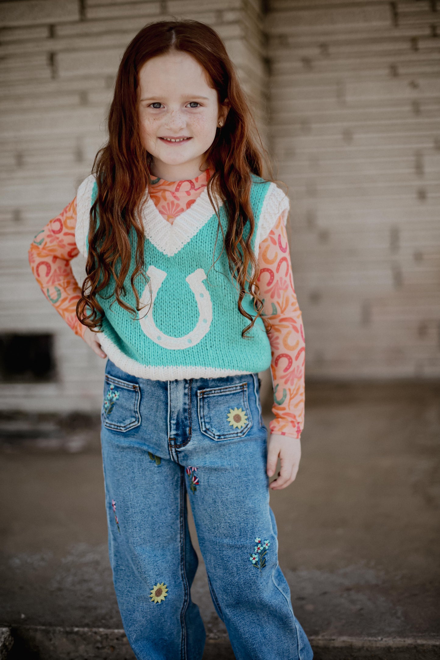 Turquoise Horse Shoe - Youth Sweater Vest (6ps)