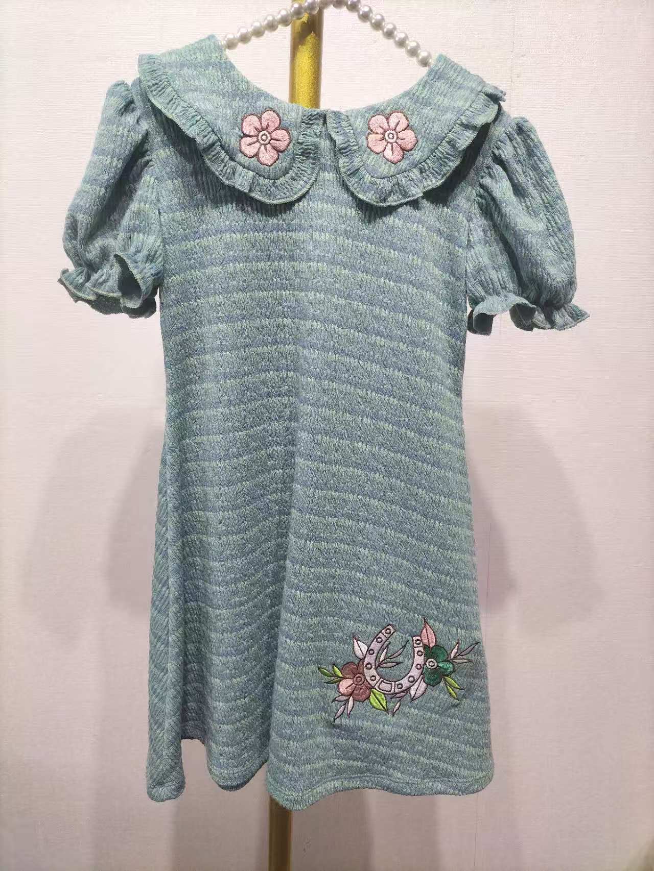 Quilted Teal - Toddler Embroidery Dress (4pcs)