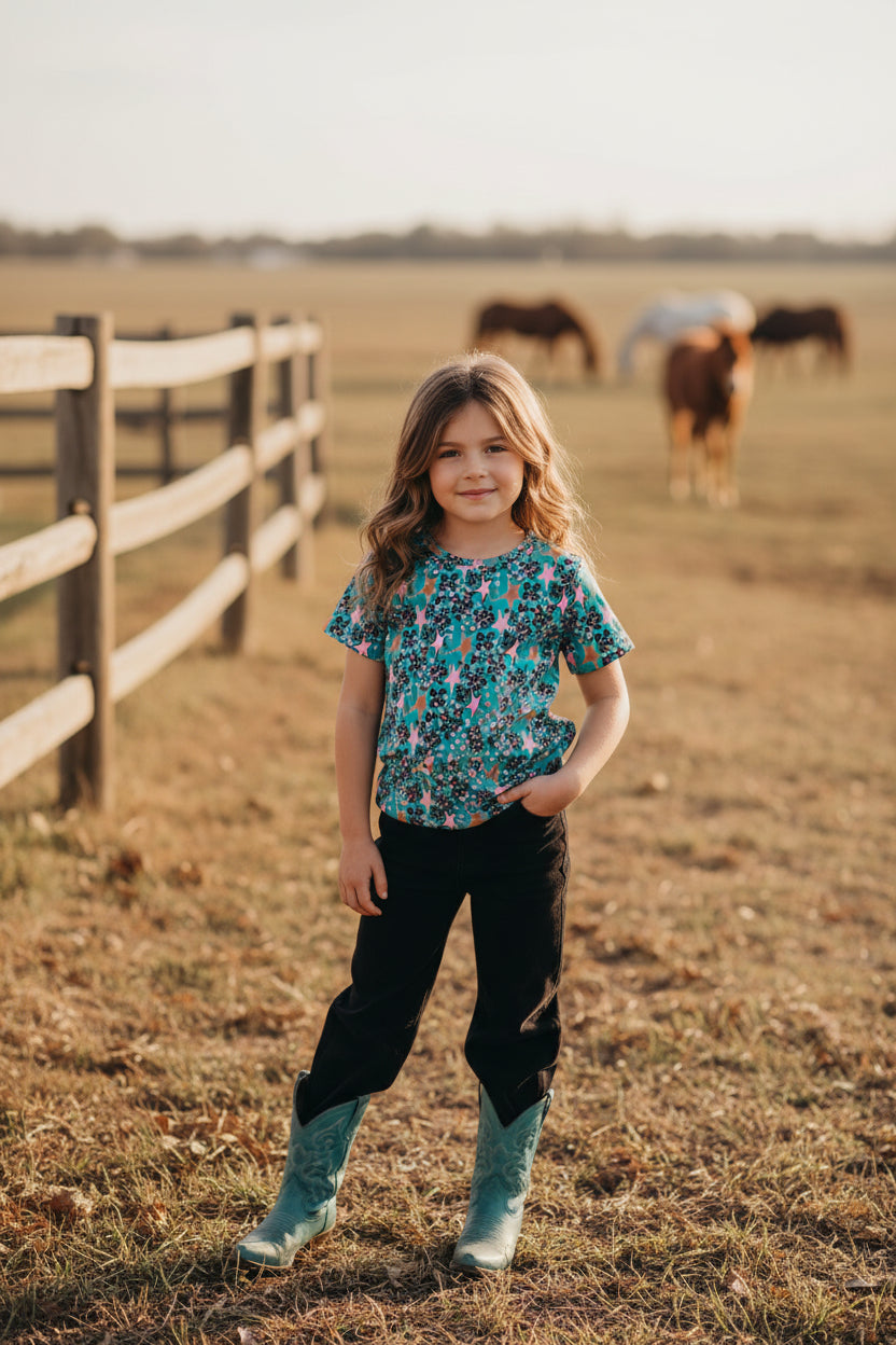 Turquoise Cheetah Star - Toddler SS Tee (4pcs)