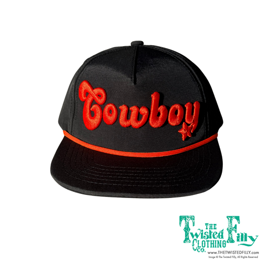 3d Cowboy black with red snapback hat