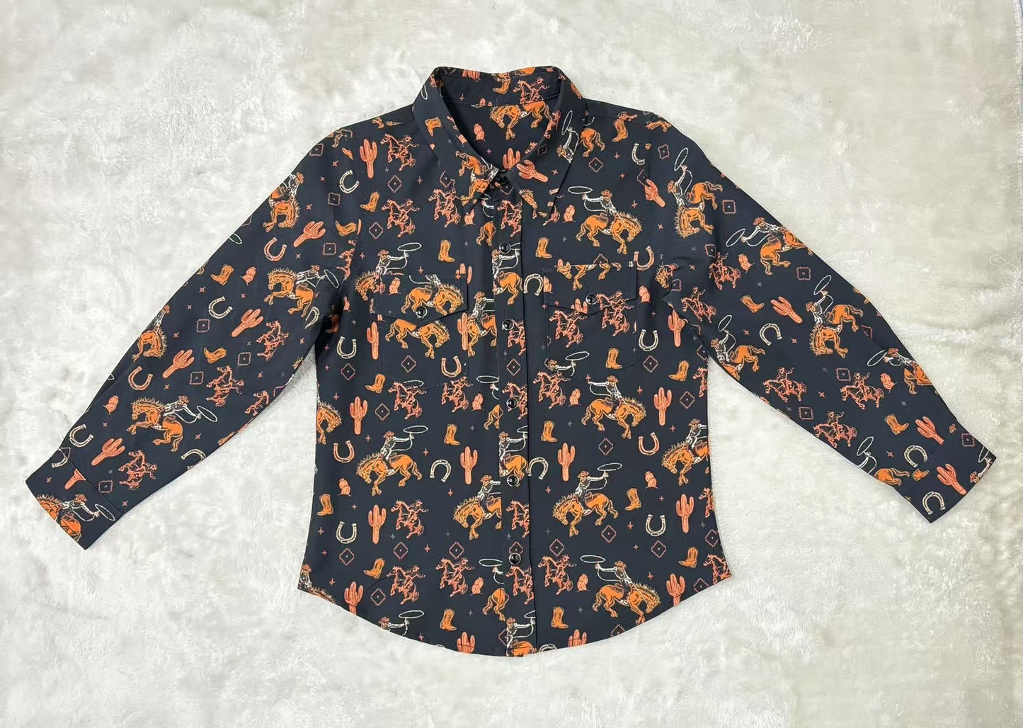 Black Bucking Horse - Youth LS Pearl Snap (6pcs)