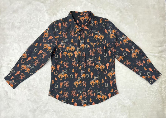 Black Bucking Horse - Youth LS Pearl Snap (6pcs)