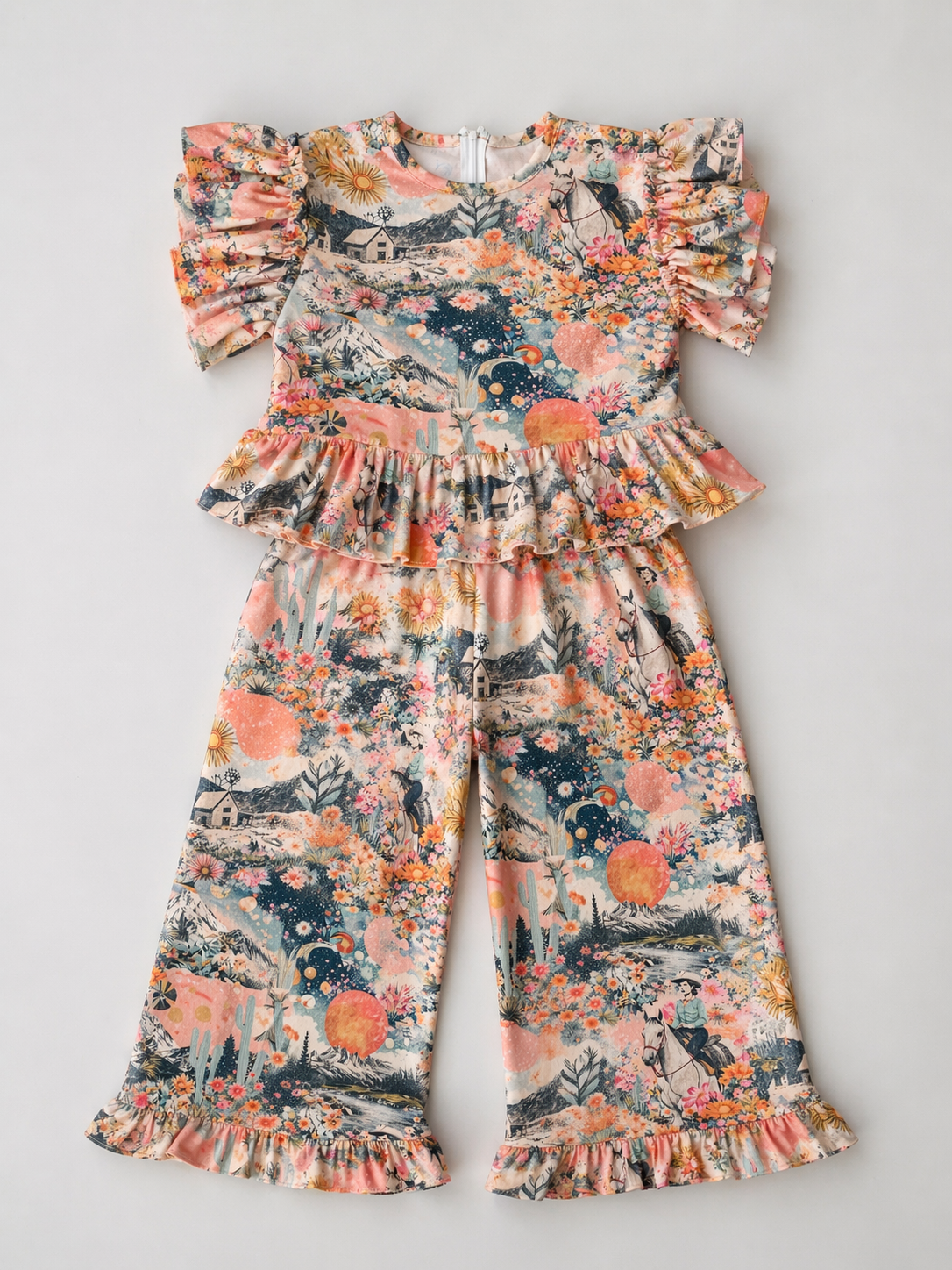 Pink Western Collage - Infant Ruffle Pant Set (6pcs)