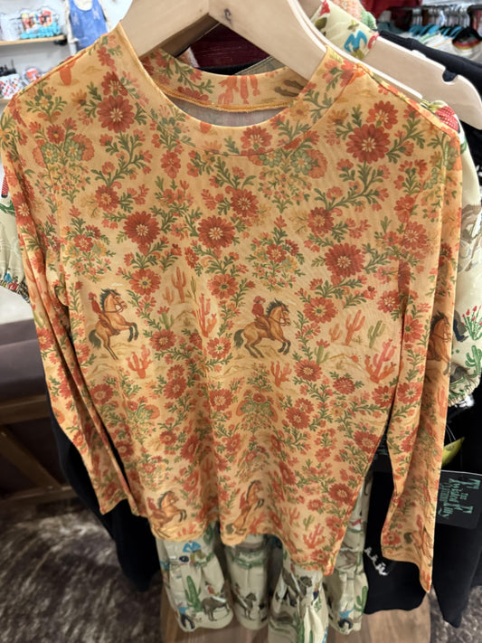 Cowgirl Flowers - Youth Mesh LS Top (6pcs)