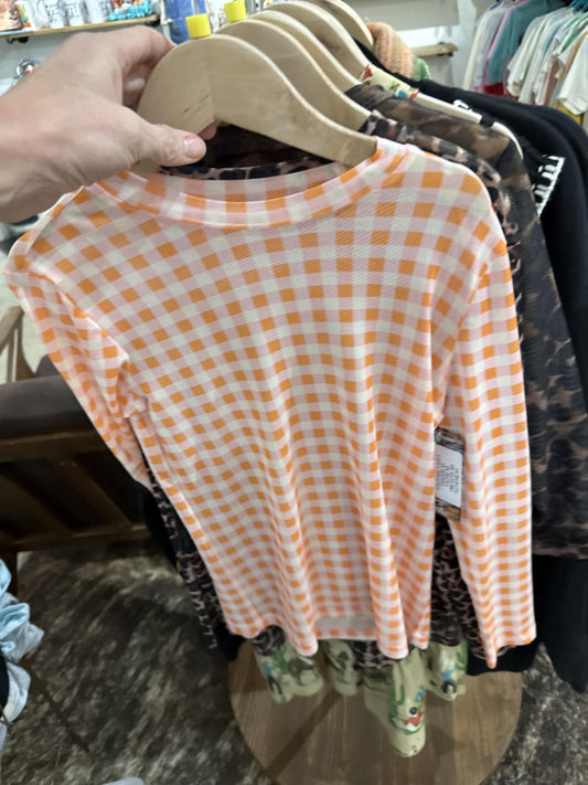 Peach Gingham - Youth Mesh LS Top (6pcs)