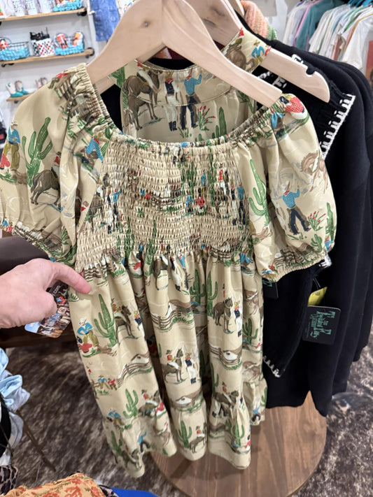 Cowboys & Cactus - Smocked Youth Dress (6pcs)