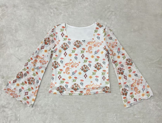 Ivory Paisley - Toddler Mesh Bell Top (4pcs)