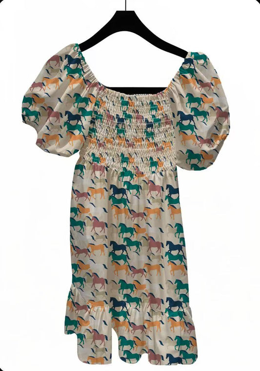 Multi Pony - Toddler Smocked Dress (4pcs)