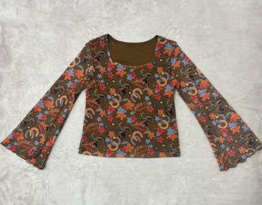 Brown Yee Haw - Toddler Mesh Bell Top (4pcs)
