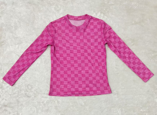 Pink Check - Toddler Mesh LS Top (4pcs)