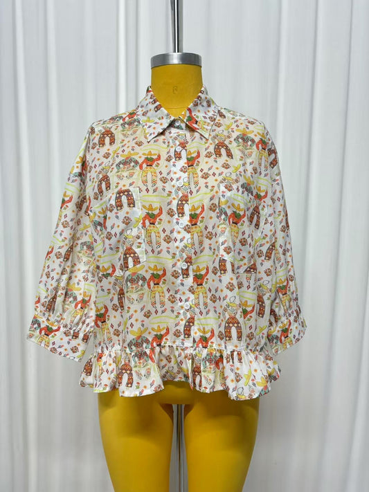 Roping Cowboy - Youth Ruffle Top (6pcs)
