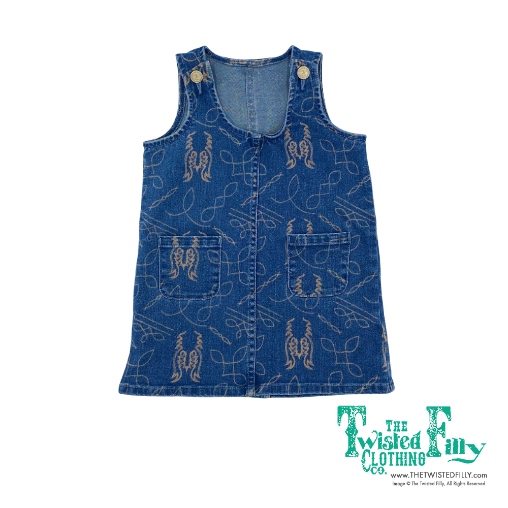 All over Boot Stitch - Toddler Denim Dress (4pcs)