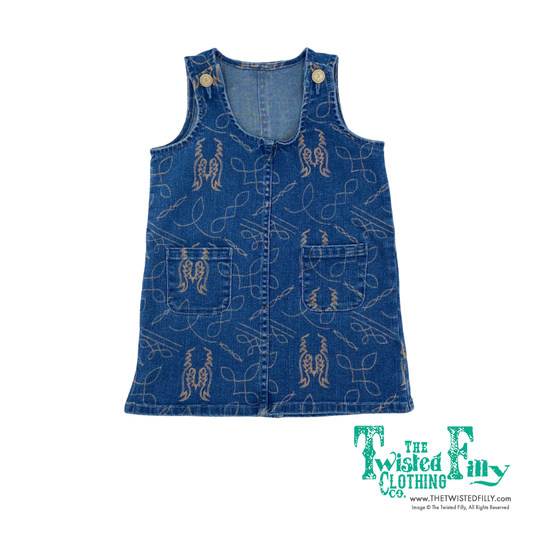 All over Boot Stitch - Toddler Denim Dress (4pcs)