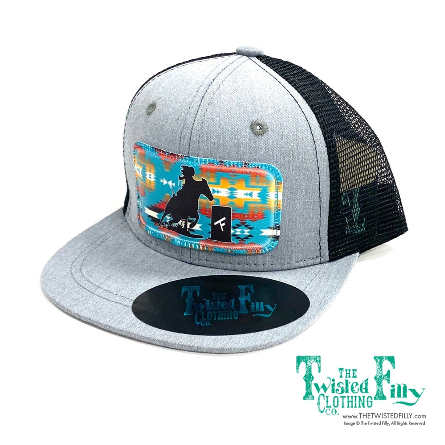 Aztec Barrel Racer - Youth Trucker Hat - Blk/Htr Gry (2pcs)