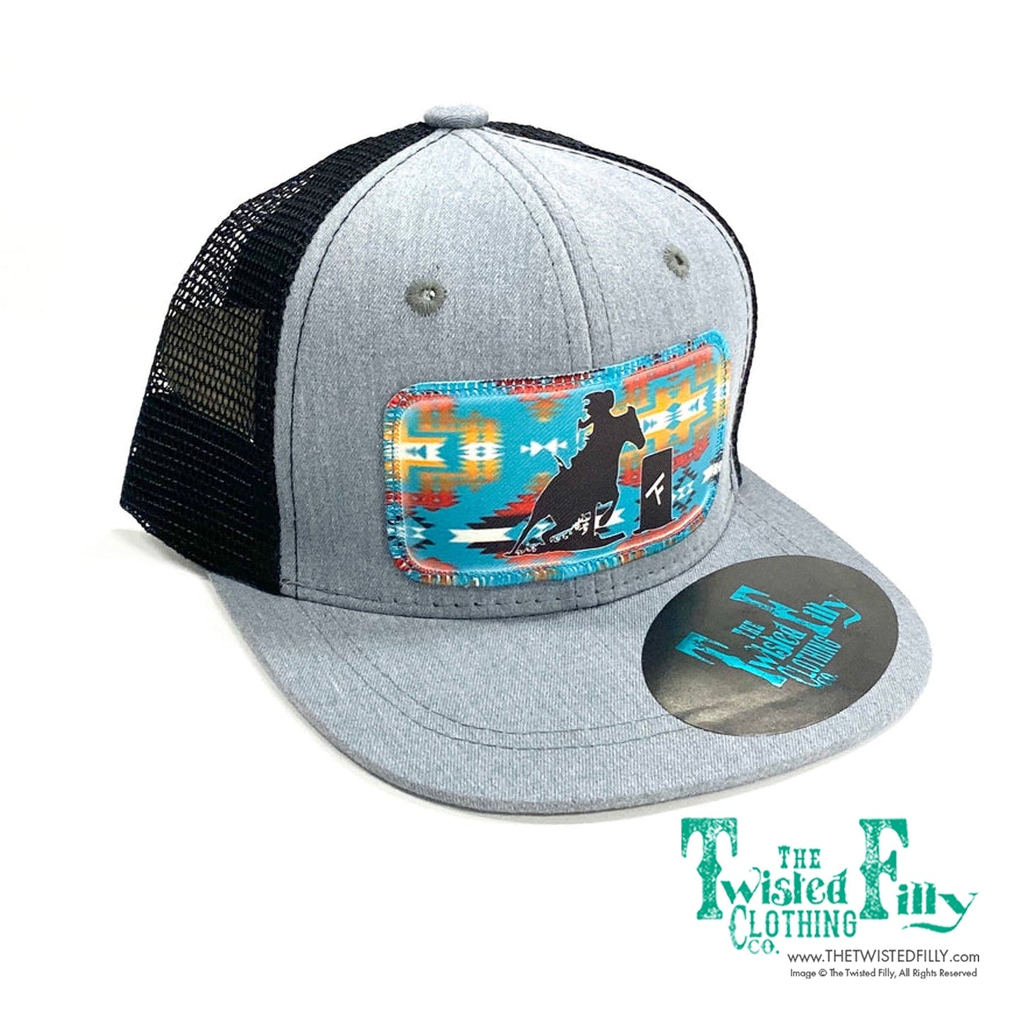 Aztec Barrel Racer - Youth Trucker Hat - Blk/Htr Gry (2pcs)