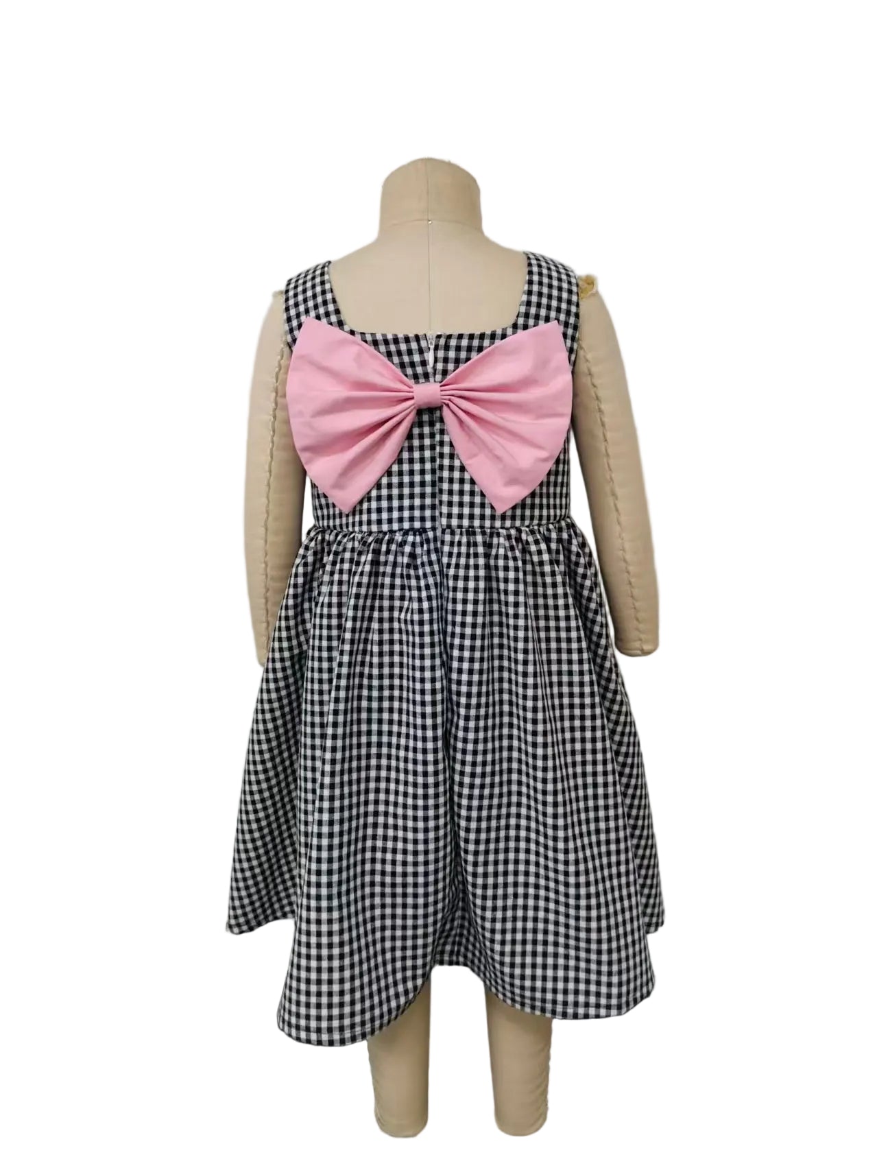 Black Gingham Bow - Youth Sleeveless Dress (6pcs)