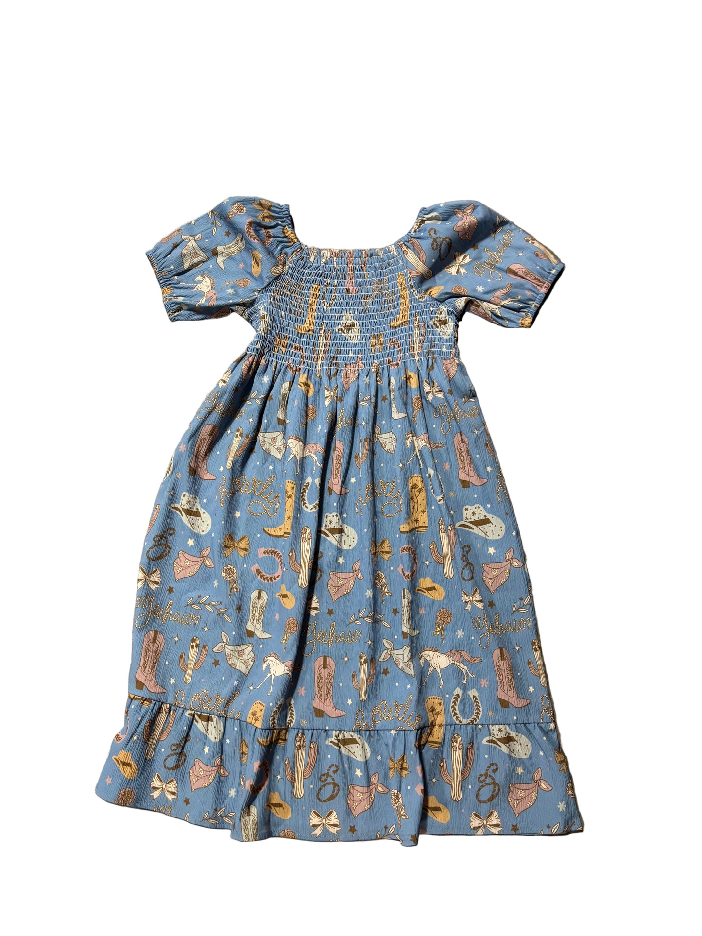 Blue Yee Haw - Toddler Smocked SS Dress (4pcs)