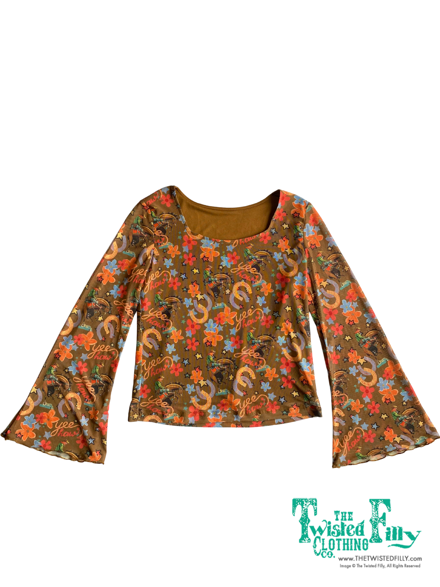 Brown Yee Haw - Toddler Mesh Bell Top (4pcs)