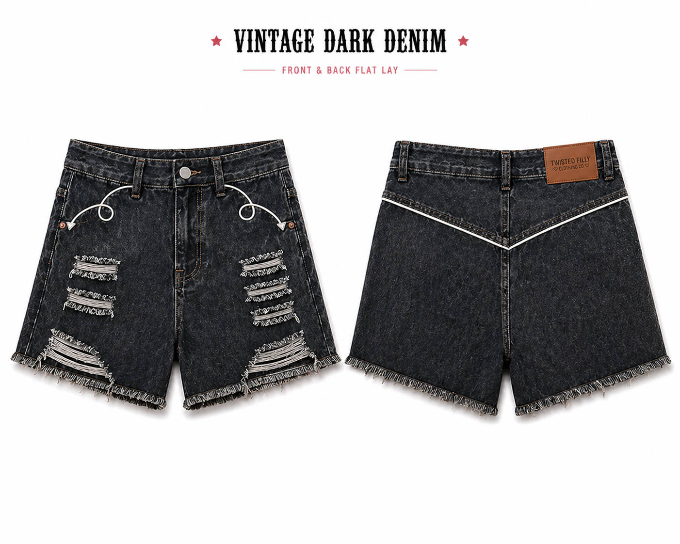 Dark Denim - Toddler High Waisted Light Weight Denim Short (6pcs)