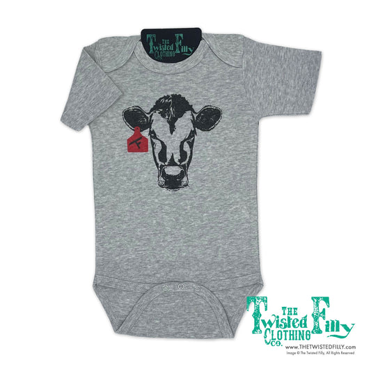Calf W/ Ear Tag - S/S Infant One Piece - Gray (6pcs)