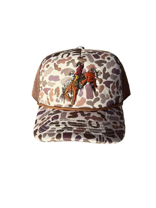 Camo Bucking Cowboy - Foam Trucker Hat (2 Pcs)