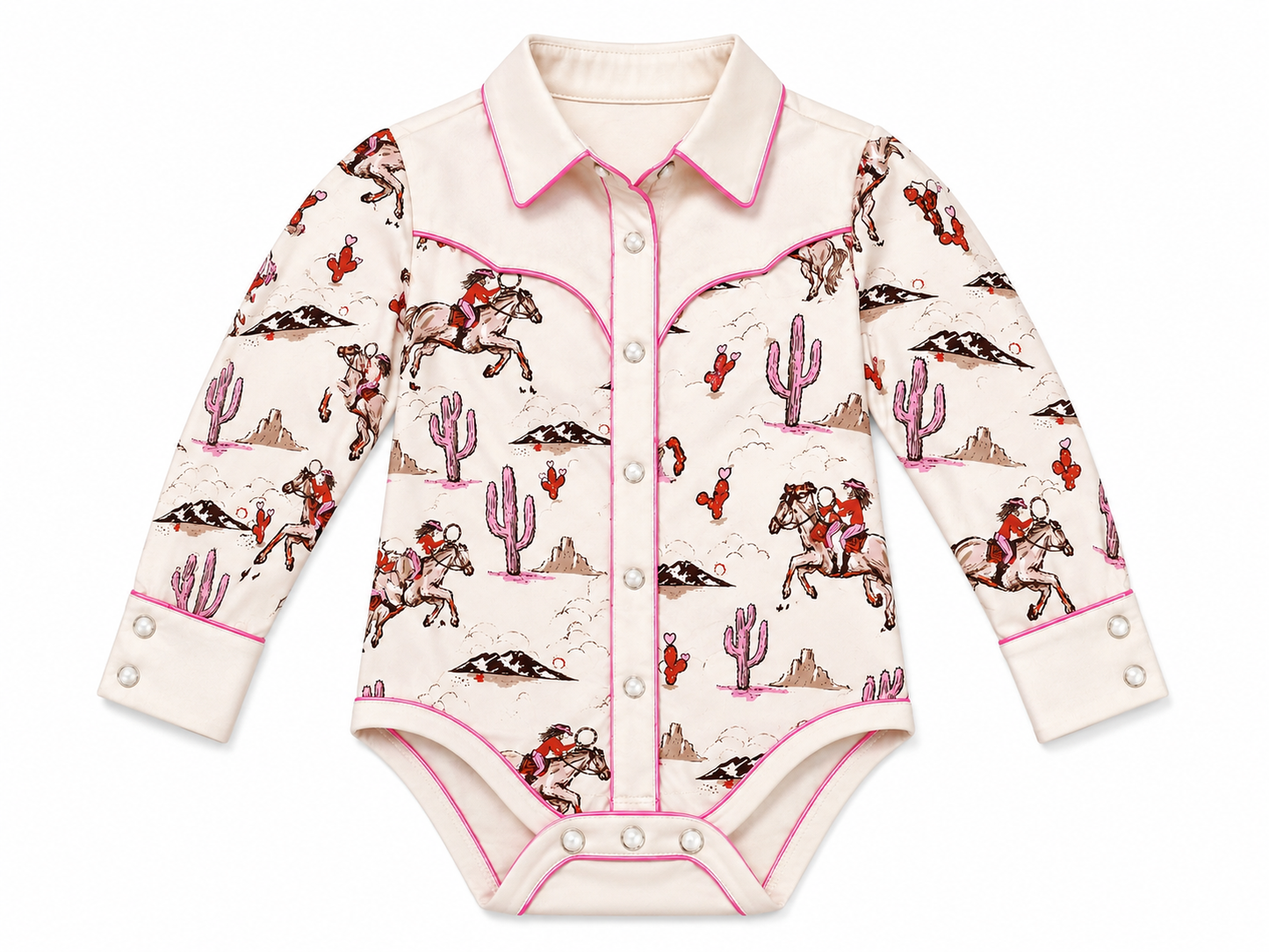Pink Cactus Cowgirl - Infant LS Pearl Snap Onsie (6pcs)
