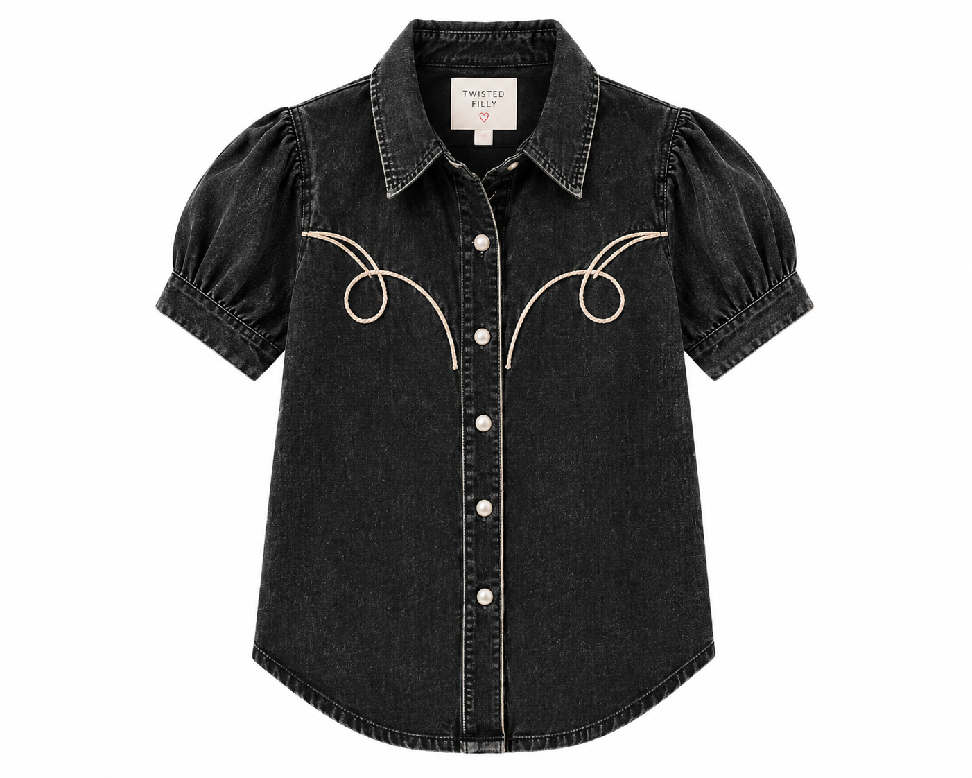 Black Vintage Wash - Youth SS Pearl Snap Shirt (6pcs)