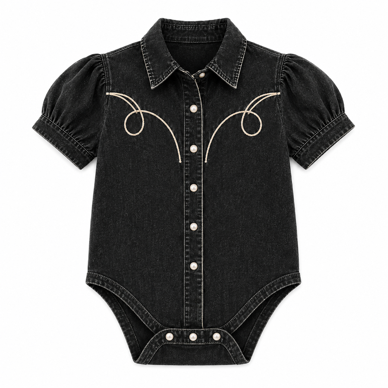 Black Vintage Wash - Youth SS Pearl Snap Shirt (6pcs)