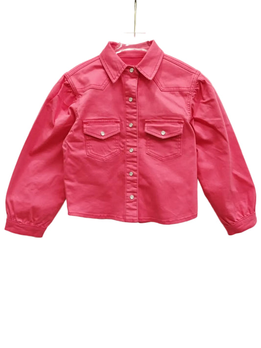 Coral Pink Denim - Toddler Puff LS Pearl Snap (4pcs)